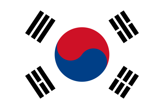 Bandera de la República de Corea o Corea del Sur